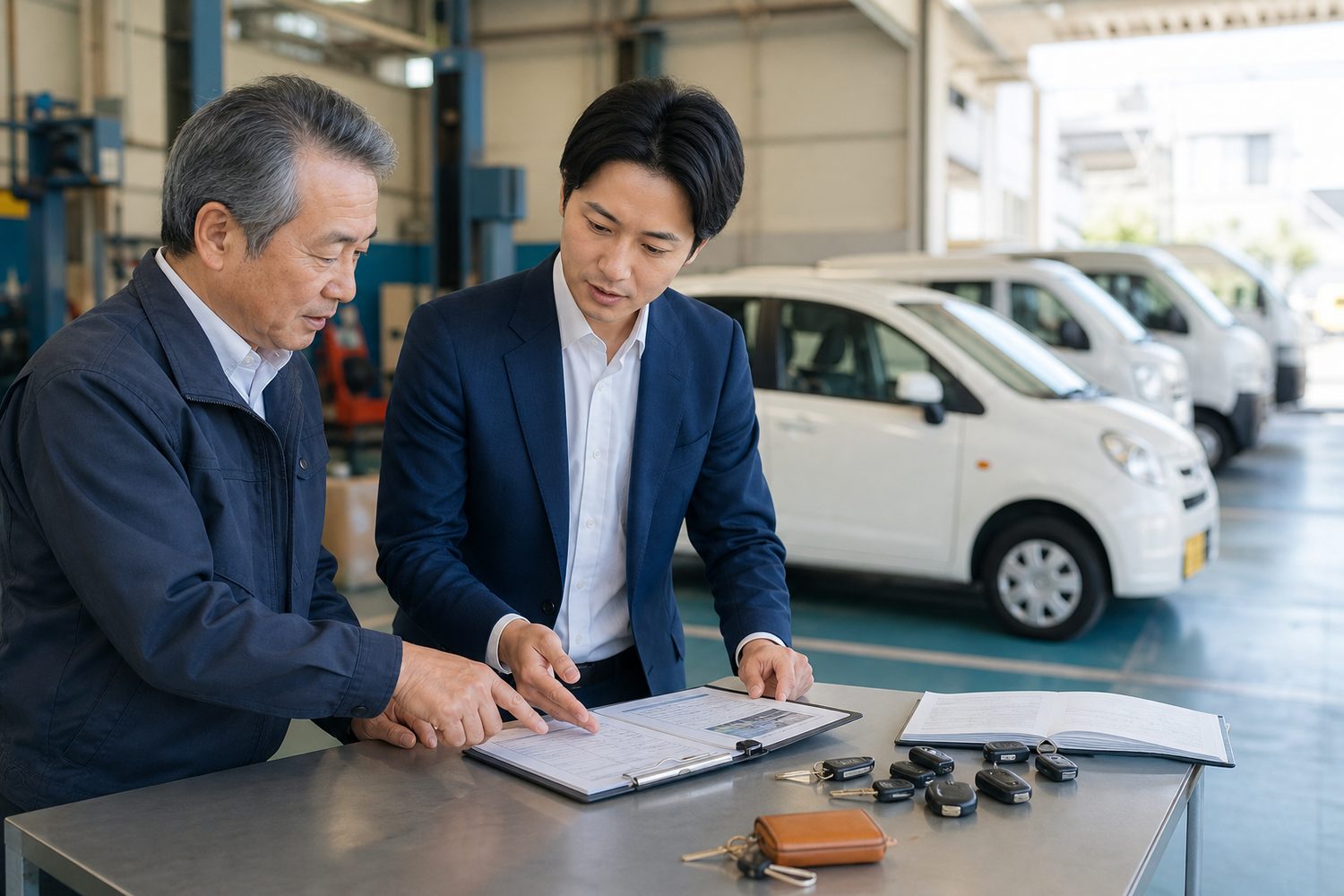 北海道のカーリース・レンタカー事業M&Aで冬季運用と法人契約を確認する打ち合わせイメージ