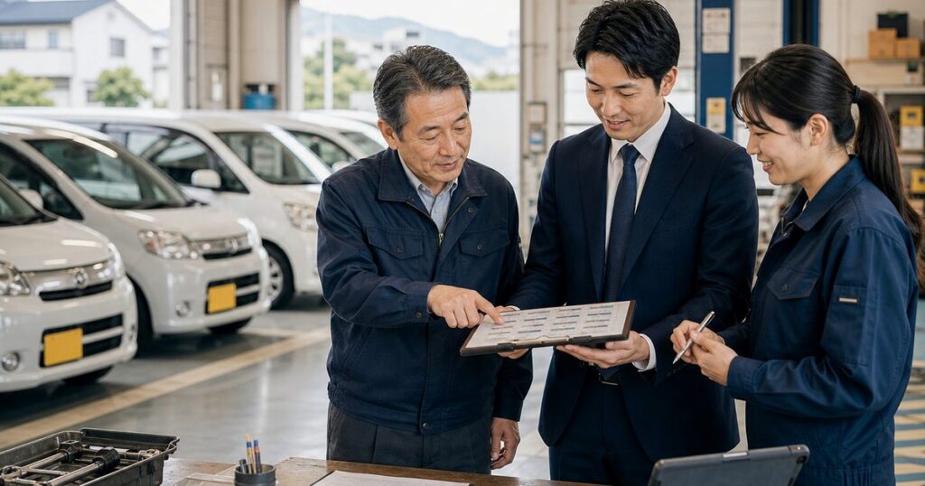 関西の法人代車レンタカーM&Aで保険修理入庫と整備連携を確認する実務イメージ