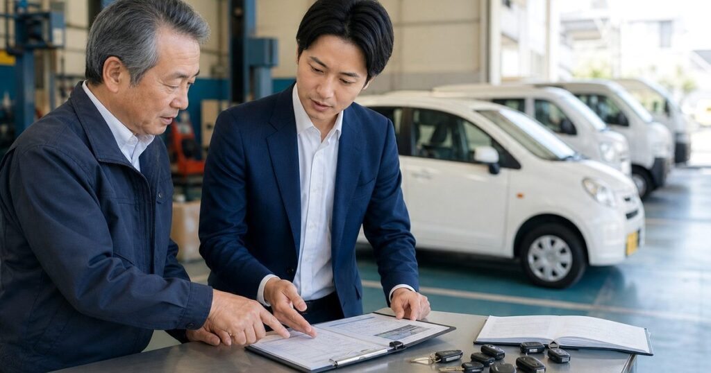 大阪のカーリースM&Aで車両承継と契約引継ぎを確認する実務打ち合わせのイメージ